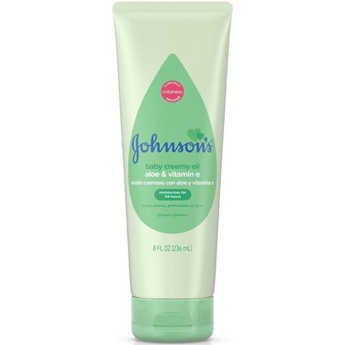 Johnson & Johnson Johnson's Baby Creamy Oil, Aloe & Vitamin E, 8 Ounce (Pack of 6)