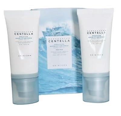VitaBoost Hyalu CICA Water-fit Sun Serum (Pack of 2) ? Lightweight, Hydrating Sun Serum Protection, Soothing, Moisturizing & Non-Greasy, Perfect for Daily Use, and Geometal? Application Brushes.