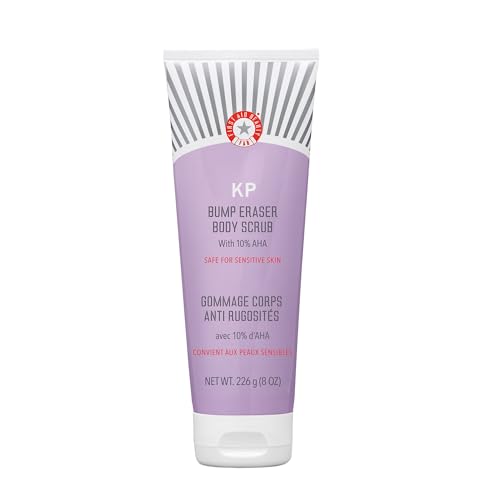 First Aid Beauty - KP Bump Eraser Body Scrub with 10% AHA, Keratosis Pilaris Skin Exfoliator with Glycolic and Lactic acids, Helps Reduce Chicken Skin Bumps, Safe for Sensitive Skin, 8 oz