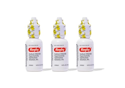 Rugby Sodium Chloride Hypertonicity Ophthalmic Eye Solution 5% - Sodium Chloride Eye Drops for Temporary Corneal Edema Symptom Support - Alcohol-Free - 0.5 Fl. Oz. (3 Pack)