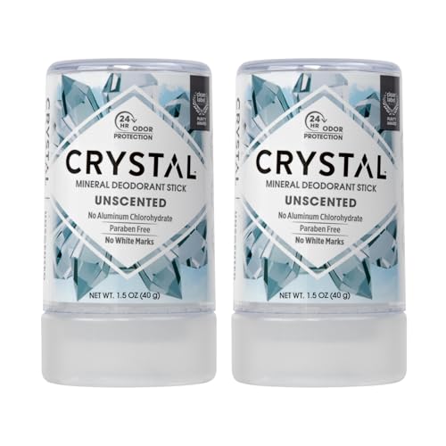 CRYSTAL? Travel Stick Mineral Deodorant - Unscented Body Deodorant With 24-Hour Odor Protection, Non-Staining & Non-Sticky, Aluminum Chloride & Paraben Free, 1.5 FL OZ ? (Pack of 2)