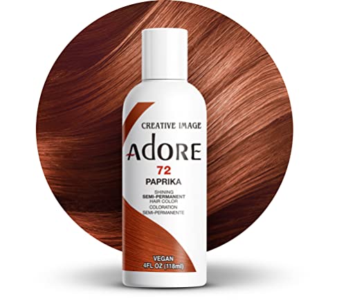 Adore Semi Permanent Hair Color - Vegan and Cruelty-Free Brown Hair Dye - 4 Fl Oz - 072 Paprika (Pack of 1)