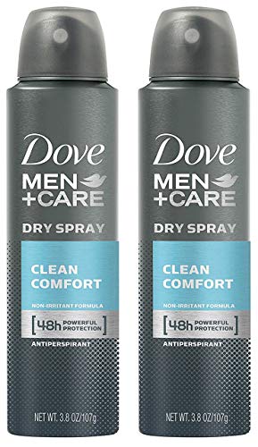 Dove Men + Care Dry Spray antitranspirante, Clean Comfort 3,8 oz (2 Pack)