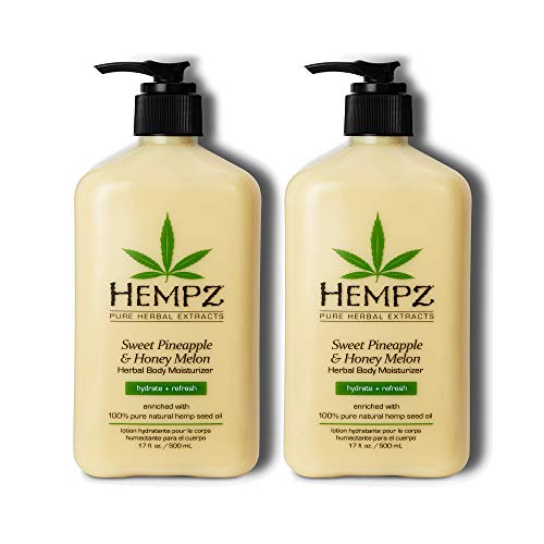 Hempz Sweet Pineapple & Honey Melon Moisturizing Skin Lotion, Body Moisturizer with Jojoba, Natural Extracts, Vitamin A and E, 17 oz, 2 Pack Bundle