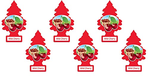 LITTLE TREES Car Air Freshener | Hanging Paper Tree for Home or Car | Wild Cherry | Pack of 6