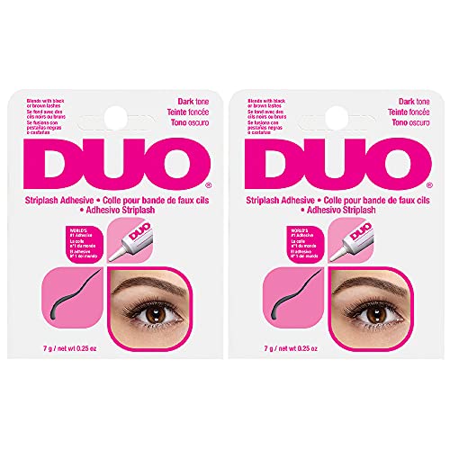 DUO Strip Lash Adhesive, Dark Tone ? Waterproof, Long-Lasting Eyelash Glue for Strip Lashes, 0.25 oz, 2 Pack