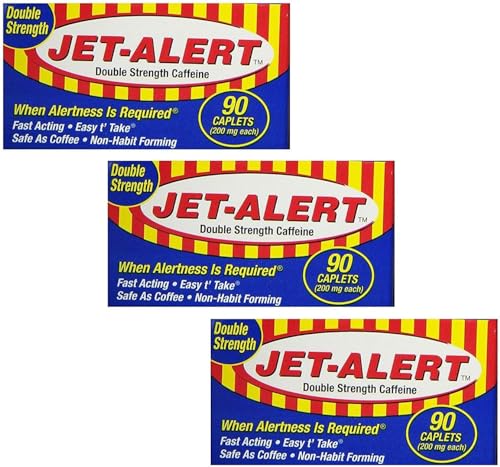 Jet-Alert Double Strength Caffeine 200 Mg Caplets, 90 caplets, Pack of 3