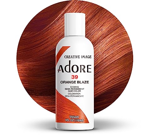 Adore Semi Permanent Hair Color - Vegan and Cruelty-Free Orange Hair Dye - 4 Fl Oz - 039 Orange Blaze (Pack of 1)