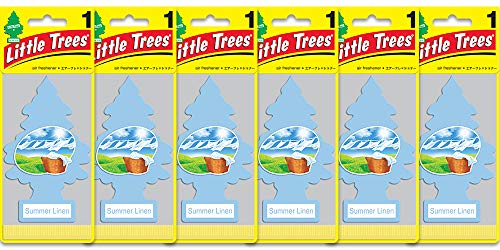 LITTLE TREES Car Air Freshener | Hanging Paper Tree for Home or Car | Summer Linen | 6 Pack
