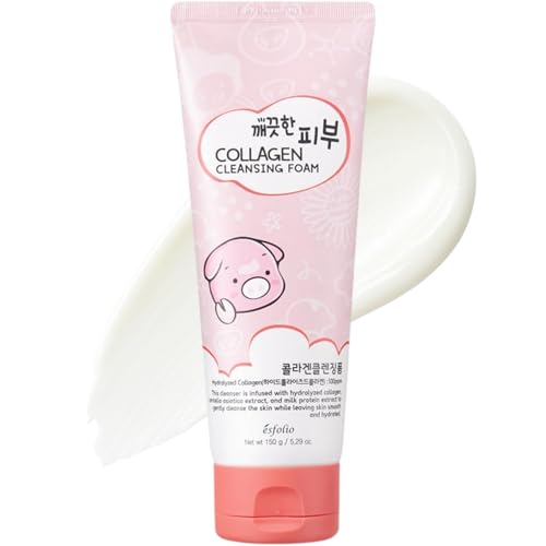 esfolio Collagen Cleansing Foam ? Hydrating Face Wash for Deep Cleansing&Nourishing Skin ? Korean Skincare All Skin Types ? Gentle Foaming Facial Cleanser with Centella&Milk Protein (5.29 OZ-150ML)