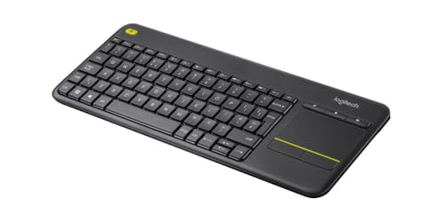 Logitech K400 Plus Wireless Touch TV Keyboard With Easy Media Control and Built-in Touchpad, HTPC Keyboard for PC-connected TV, Windows, Android, Chrome OS, Laptop, QWERTY UK English Layout - Black