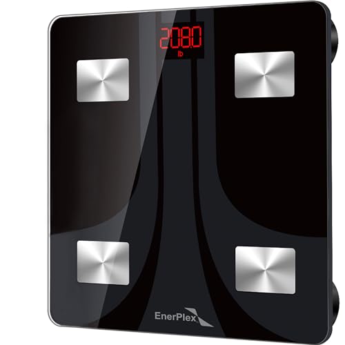 EnerPlex Fit 2020 Model Bluetooth Body Fat Scale, Weight Scales Digital Smart Body Composition Wireless Analyzer BMI Scale Health Monitor with Smartphone APP, 396 lbs BLACK