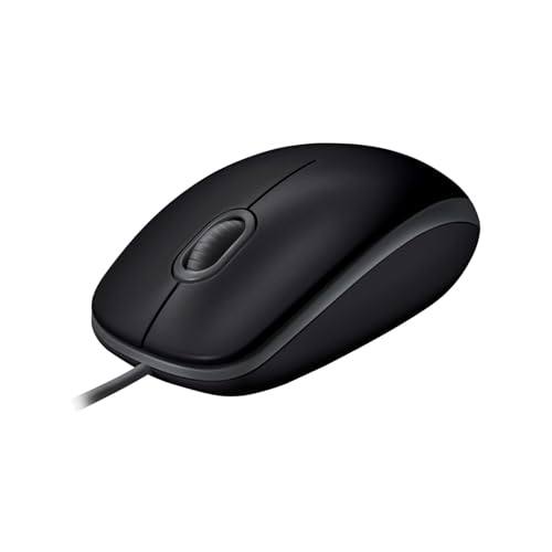Logitech B110 Wired USB Mouse, Silent Buttons, Comfortable Full-Size Use Design, Ambidextrous PC / Mac / Laptop - Grey