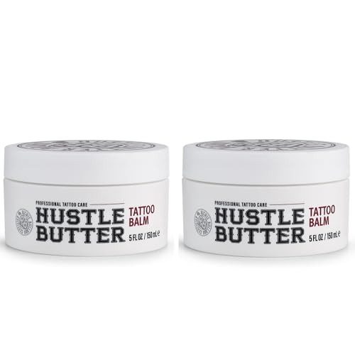 Hustle Butter Tattoo Aftercare Balm - Value Size 2pk For New & Older Tattoos - Safe While Healing - Essential Body Art Supplies Vegan No-Petroleum