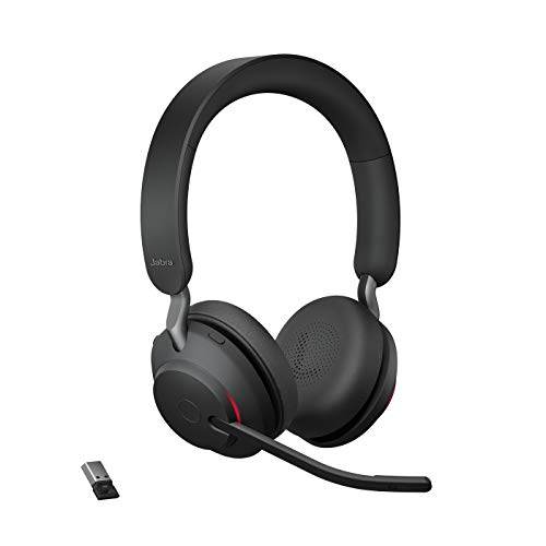 Jabra Evolve2 65 Wireless PC Headset ? Noise Cancelling UC Certified Stereo Headphones With Long-Lasting Battery ? USB-A Bluetooth Adapter ? Black