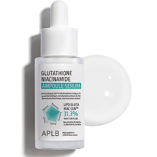APLB Glutathione Niacinamide Ampoule Serum | LIPO GLUTA NIAC CEN? 31.3% 1.35 FL.OZ/Korean Skincare, Long lasting moisturizing, Improve skin elasticity, Revitalize for gentle and improve skin texture