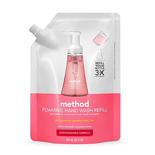 Method Foaming Hand Soap Refill, Pink Grapefruit, Biodegradable Formula, 28 Fl Oz