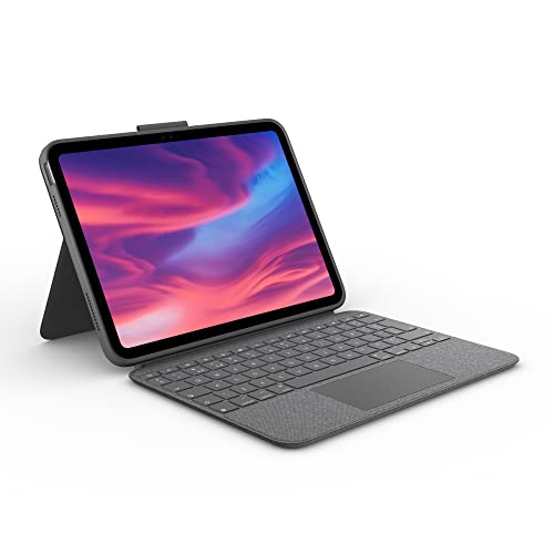 Logitech Combo Touch, Detachable iPad Keyboard Case (10th gen and A16) with Large Precision Trackpad, Full-Size Backlit Keyboard, and Smart Connector Technology, QWERTY UK English Layout - Grey