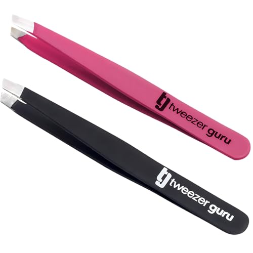 Slant Tip Stainless Steel Tweezers for Eyebrows - Professional Precision Tweezing for Facial Hair