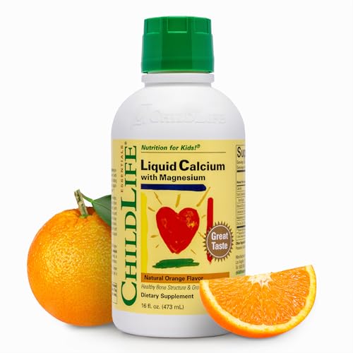CHILDLIFE ESSENTIALS Liquid Calcium Supplement for Kids - Baby Calcium with Magnesium, Zinc, and Vitamin D3 - Orange Flavor, 16 fl oz