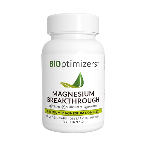 BIOptimizers Magnesium Breakthrough Supplement 4.0 - 7 Forms of Mg: Glycinate, Malate, Citrate, and More - Natural Support for Sleep and Cognitive Function - 60 Capsules- Calming Vitamins Complex