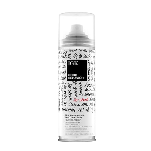 IGK - GOOD BEHAVIOR - Heat Protection Spray for Hair ? Anti-Frizz Smoothing Spray with Spirulina Protein ? Lightweight Hair Protectant for Heat Like Styling and Shine - 5.6 oz