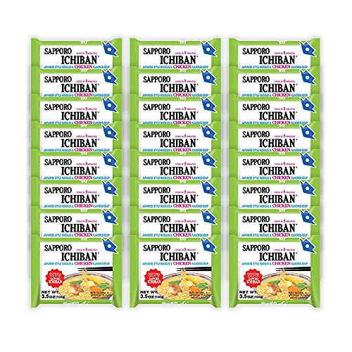 [SAPPORO ICHIBAN] Ramen Noodles, Chicken Flavor, No. 1 Tasting Japanese Instant Noodles (3.5 Oz./ 99.2 g)