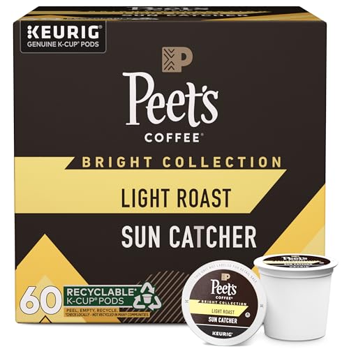 Peet's Coffee, Light Roast Keurig K-Cup Pods - Sun Catcher 60 Count (6 Boxes of 10 K-Cup Pods)