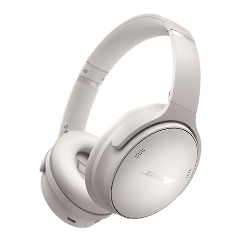 Bose QuietComfort Bluetooth Headphones, Wireless Headphones with Active Over Ear Noise Cancelling and Mic, Deep Bass, Up to 24 Hours of Playtime, White Smoke