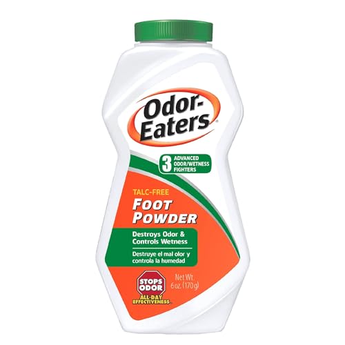 Odor-Eaters Foot Powder, 6 oz, Pack of 4 ? Foot Odor Eliminator for Shoes & Feet, Odor Control, Easy Grip Bottle, Foot & Shoe Powder, Talc Free