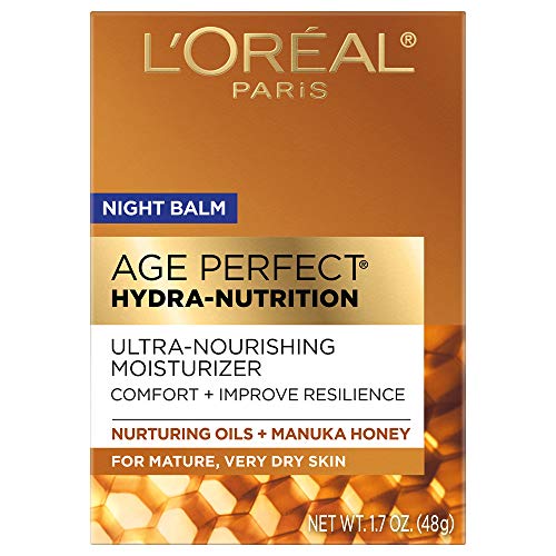 L?Oreal Paris Skincare Age Perfect Hydra Nutrition Ultra Nourishing Honey Night Balm, Face Moisturizer to Comfort, Improve Resilience on Dry Skin, Manuka Honey and Nurturing Oils, 1.7 oz.